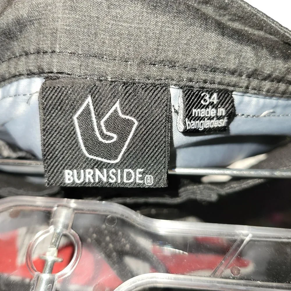 Burnside Black and Green Striped Swim Trunks